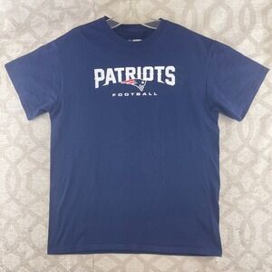 NFL Team Apparel Mens New England Patriots Football T-Shirt Navy Blue Size M